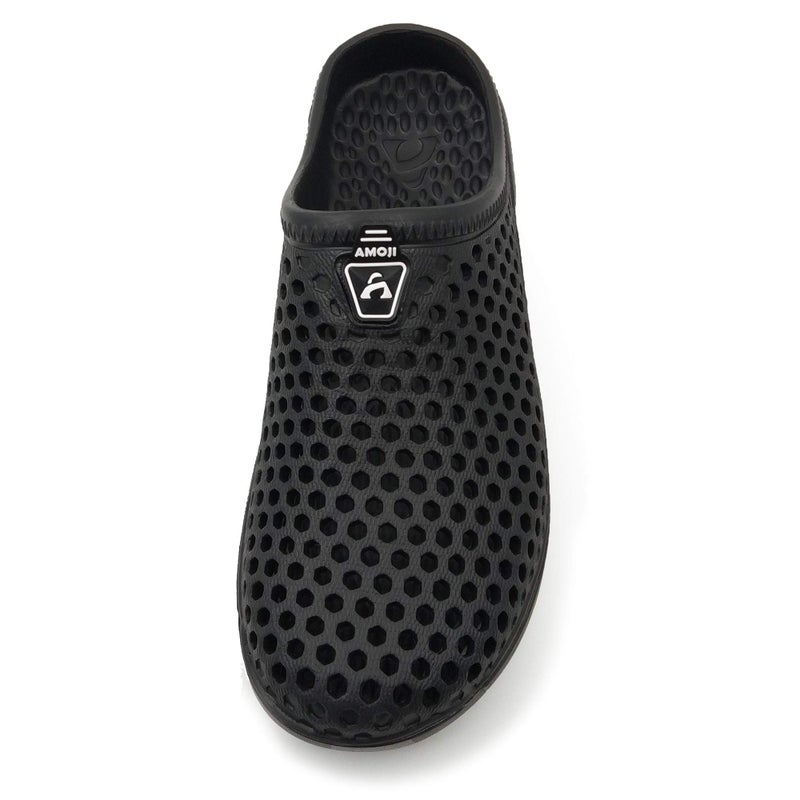 Amoji Garden Clogs Garden Shoes Shower Slippers Sandals Yard Gardening Beach Water Plastic Rubber Comfortable House Indoor Summer Adult Female Male AM161 Black Size 10 Women/8 Men - Image 3